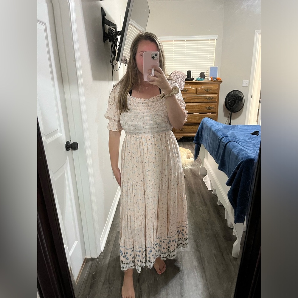 Piper & Scoot Peachy Floral Smocked Dress